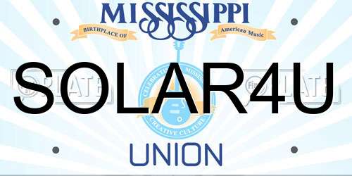 SOLAR4U Mississippi License Plate