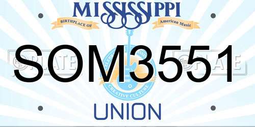 SOM3551 Mississippi License Plate