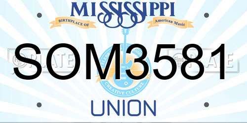 SOM3581 Mississippi License Plate