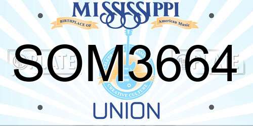SOM3664 Mississippi License Plate