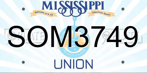 SOM3749 Mississippi License Plate