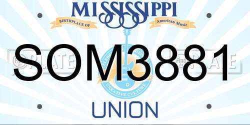 SOM3881 Mississippi License Plate