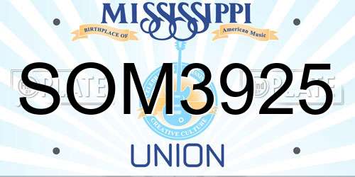 SOM3925 Mississippi License Plate