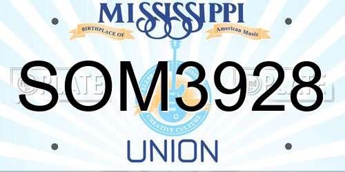 SOM3928 Mississippi License Plate