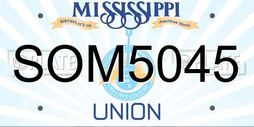 SOM5045 Mississippi License Plate