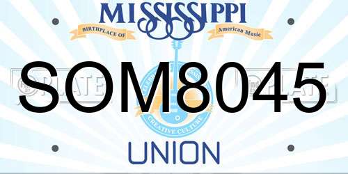SOM8045 Mississippi License Plate