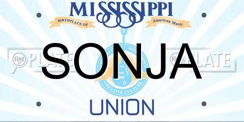 SONJA Mississippi License Plate