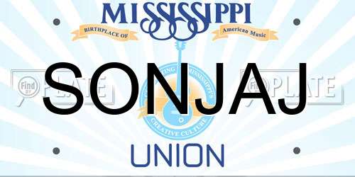 SONJAJ Mississippi License Plate