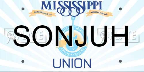 SONJUH Mississippi License Plate