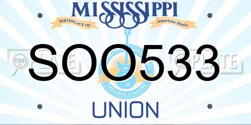 SOO533 Mississippi License Plate