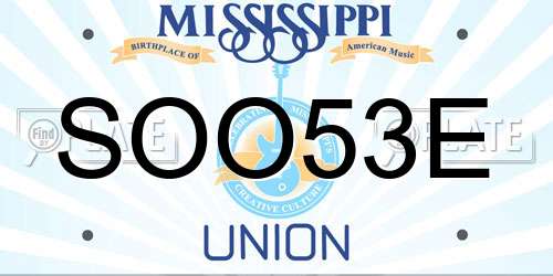 SOO53E Mississippi License Plate