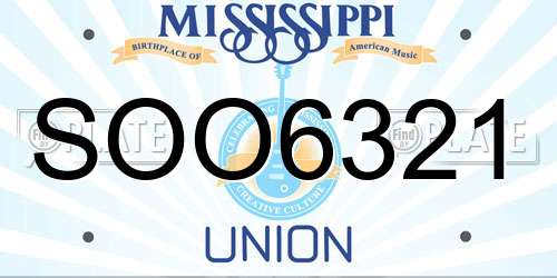 SOO6321 Mississippi License Plate