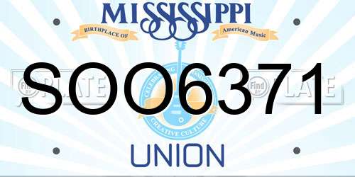 SOO6371 Mississippi License Plate