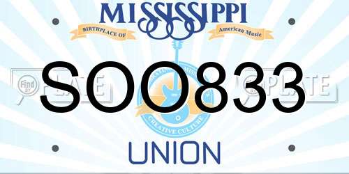 SOO833 Mississippi License Plate