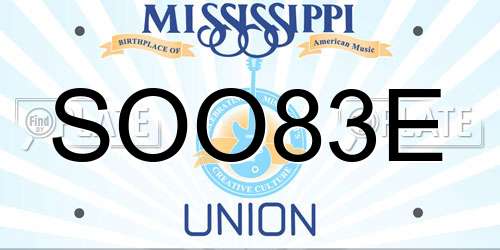 SOO83E Mississippi License Plate