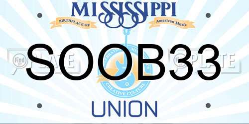 SOOB33 Mississippi License Plate