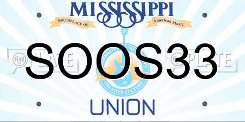 SOOS33 Mississippi License Plate