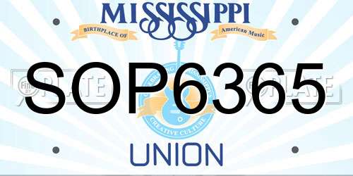 SOP6365 Mississippi License Plate