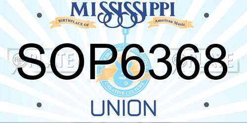 SOP6368 Mississippi License Plate