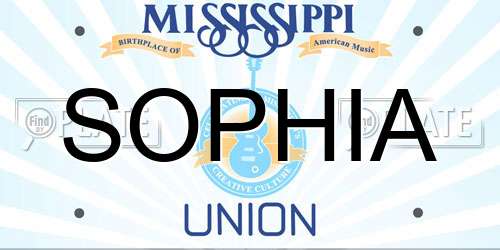 SOPHIA Mississippi License Plate