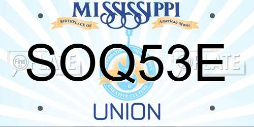 SOQ53E Mississippi License Plate