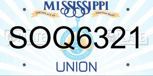 SOQ6321 Mississippi License Plate