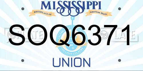 SOQ6371 Mississippi License Plate