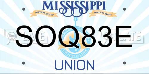 SOQ83E Mississippi License Plate
