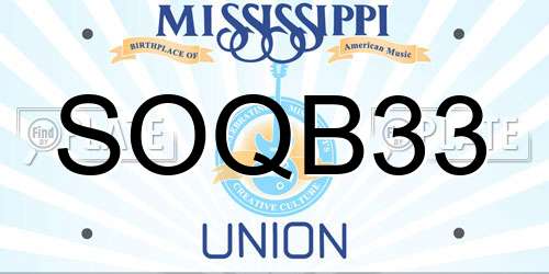 SOQB33 Mississippi License Plate