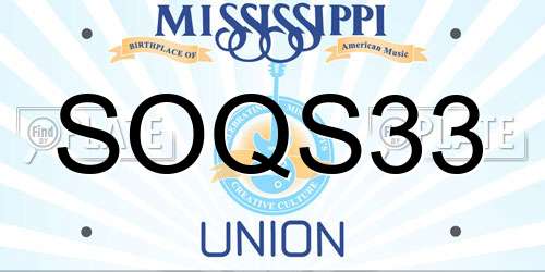 SOQS33 Mississippi License Plate