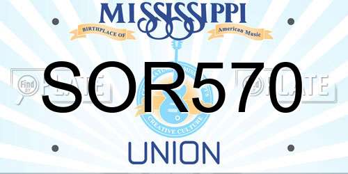 SOR570 Mississippi License Plate