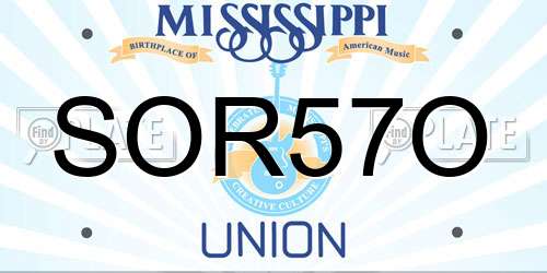 SOR57O Mississippi License Plate