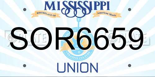 SOR6659 Mississippi License Plate
