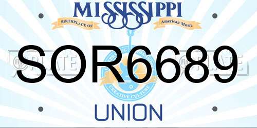 SOR6689 Mississippi License Plate