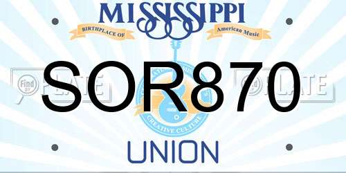 SOR870 Mississippi License Plate