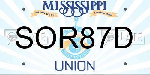 SOR87D Mississippi License Plate