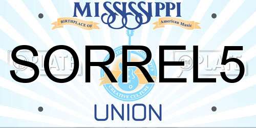 SORREL5 Mississippi License Plate