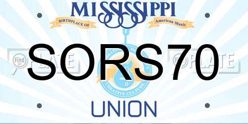 SORS70 Mississippi License Plate