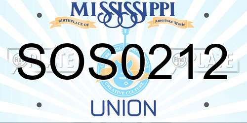 SOS0212 Mississippi License Plate
