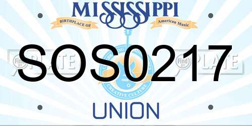 SOS0217 Mississippi License Plate