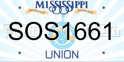 SOS1661 Mississippi License Plate