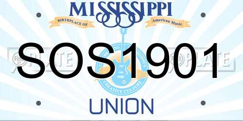 SOS1901 Mississippi License Plate