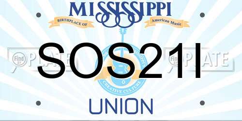 SOS21I Mississippi License Plate