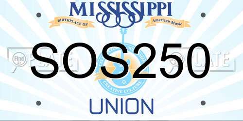 SOS250 Mississippi License Plate
