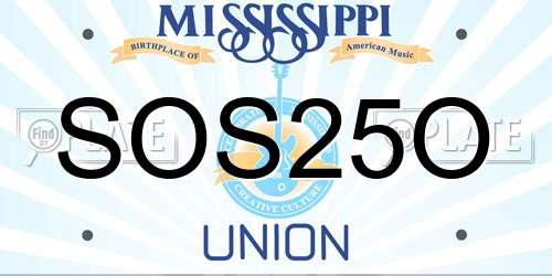 SOS25O Mississippi License Plate