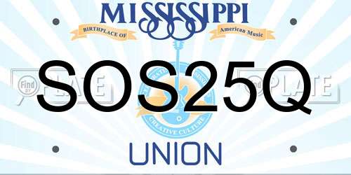SOS25Q Mississippi License Plate