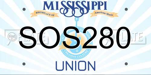 SOS280 Mississippi License Plate