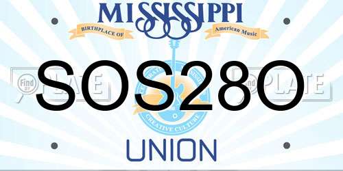 SOS28O Mississippi License Plate