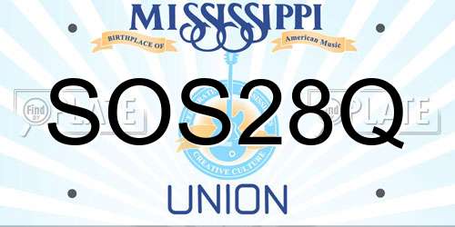 SOS28Q Mississippi License Plate