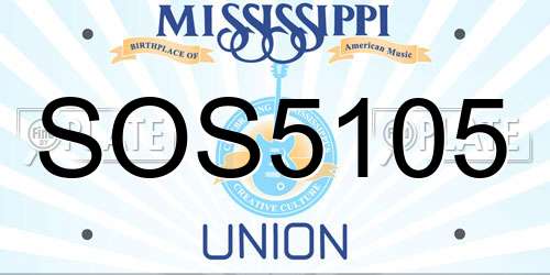 SOS5105 Mississippi License Plate
